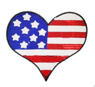 usa heart sequin patch