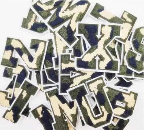 camo letter chenille patches