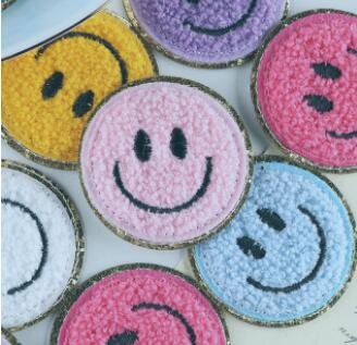 smile face chenille patch 2