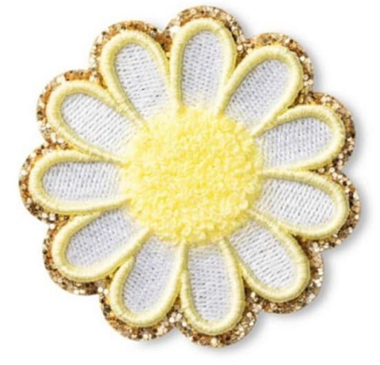 Smiley Face Daisy Flower Chenille Iron On Patch